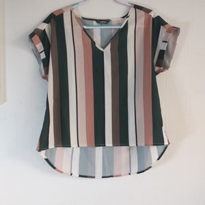 Shein vertical striped blouse. Size L. Hi-lo hem